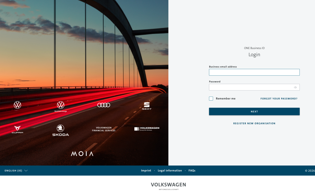 One Business ID login screen
